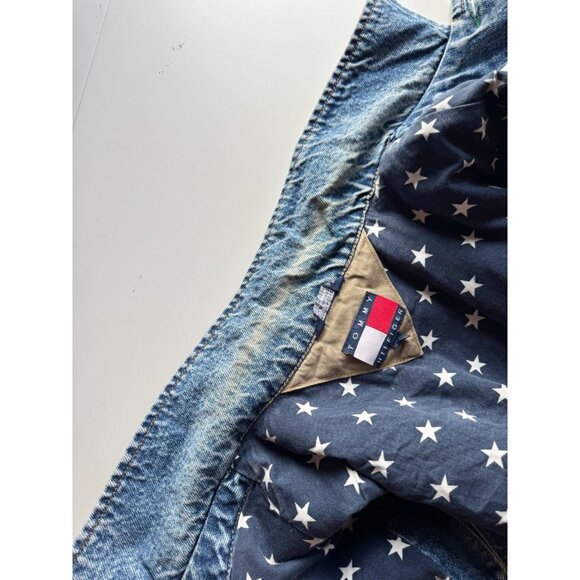 Vintage TOMMY HILFIGER 100% Cotton Star Print Lined Denim Vest, Size XL - Picture 12 of 16